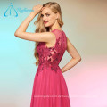 Echte Fotos Chiffon Pink Charming Scoop A-Linie Abendkleid